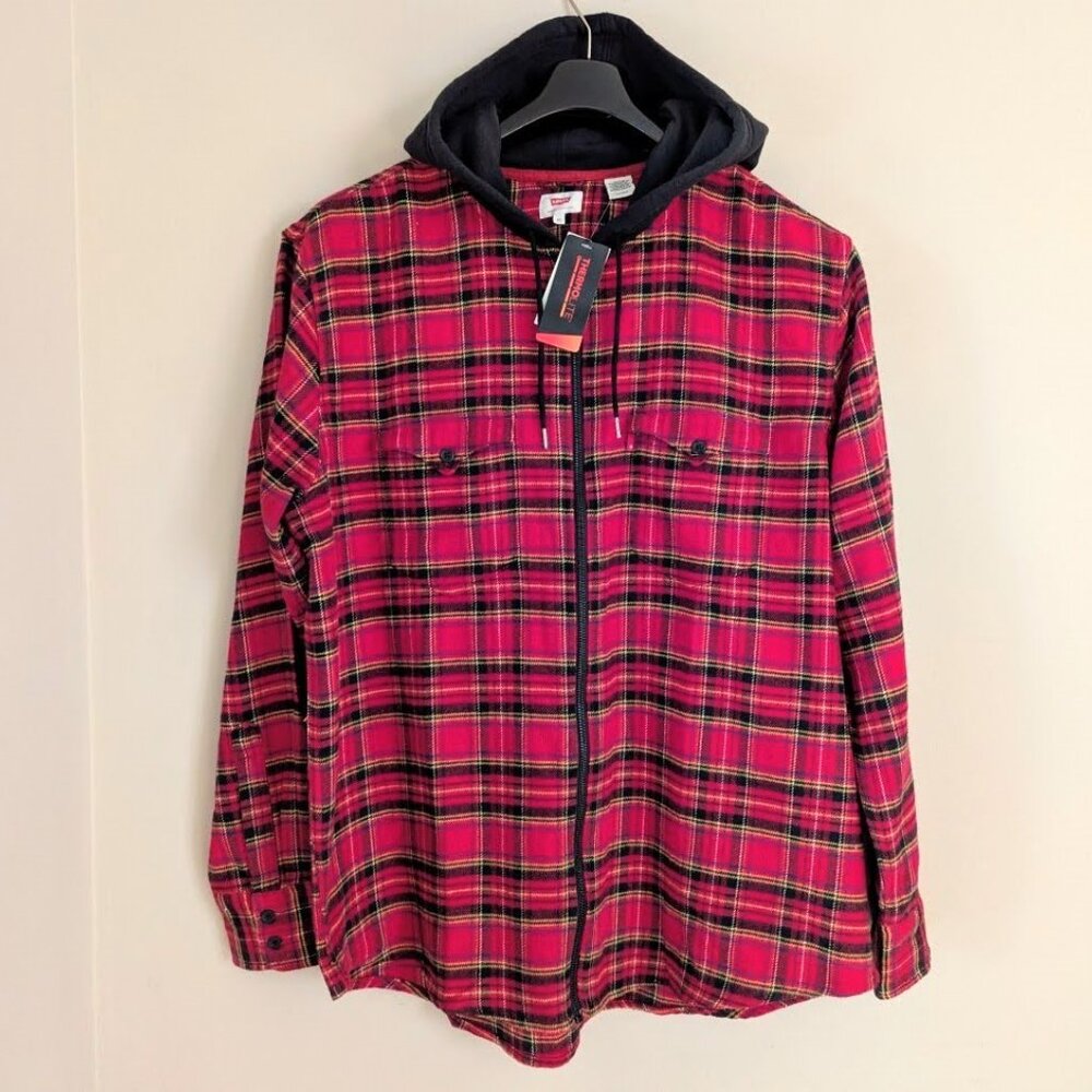 Levi's THERMOLITE Flannel Plaid Hood Shirt Jacket Shacket Men's XL New With Tags